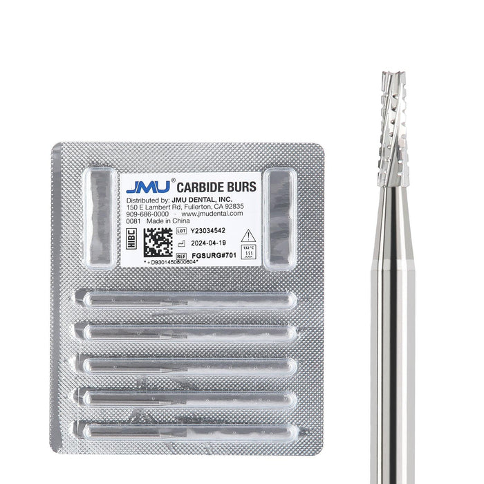 JMU Surgical Carbide Burs, Taper Fissure Crosscut, FG SURG, 5/pk - JMU Dental