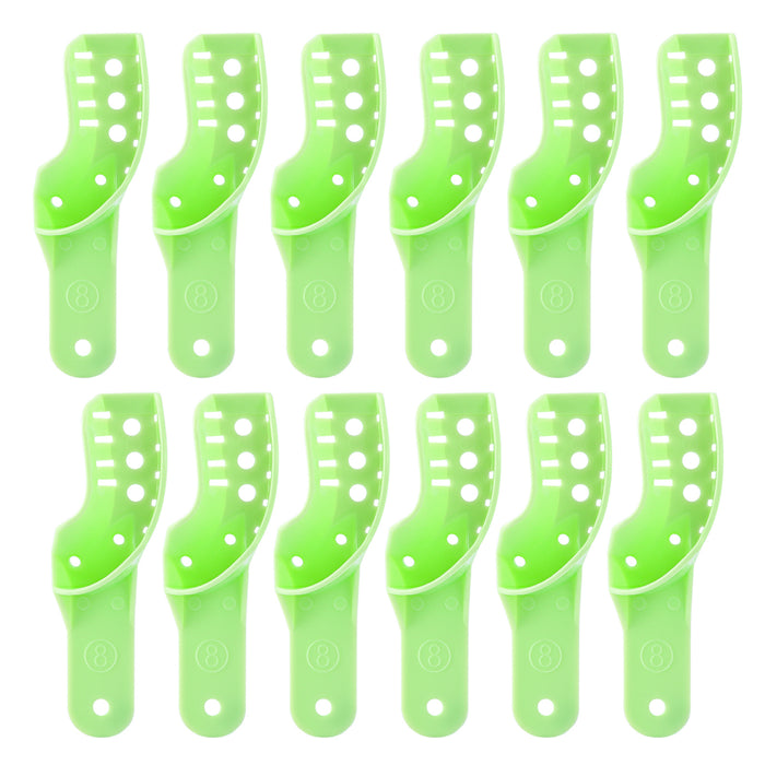JMU Disposable Dental Impression Trays Green Perforated 12Pcs/Bag - JMU DENTAL INC