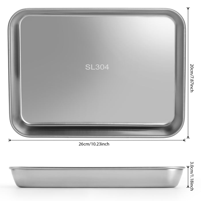 JMU Dental Flat Tray SL 304 Stainless Steel 10.2"x7.9"x1.2" 2PCS/Bag - JMU DENTAL INC
