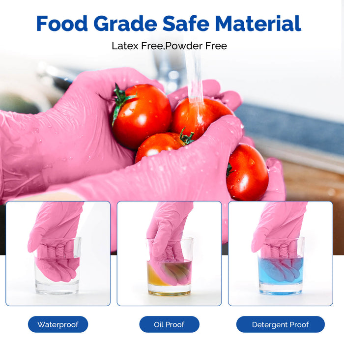 JMU Disposable Nitrile Exam Gloves Pink Powder Free 4 Mil XS/S/M/L/XL 200Pcs/Box - JMU DENTAL INC