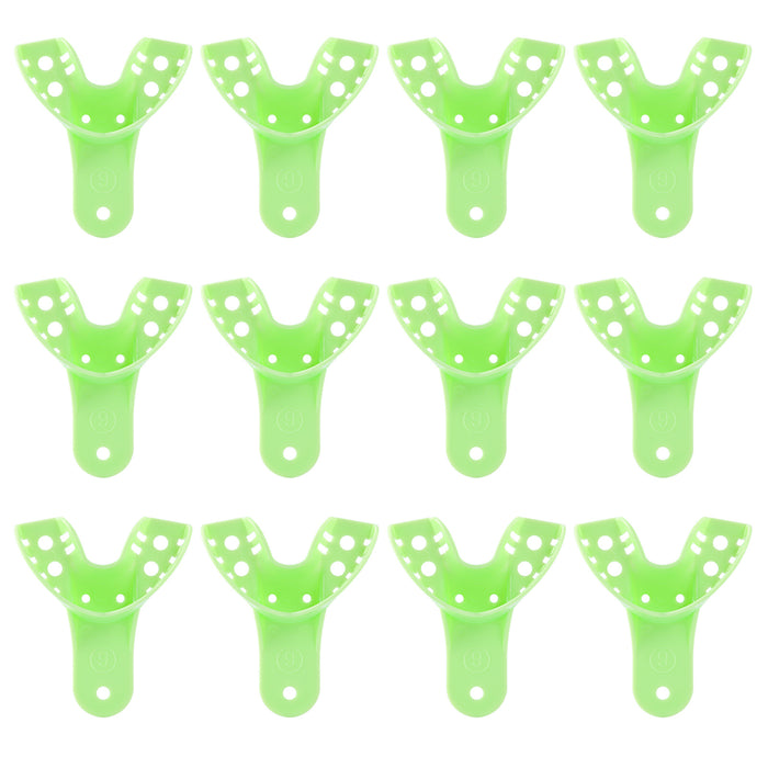 JMU Disposable Dental Impression Trays Green Perforated 12Pcs/Bag - JMU DENTAL INC