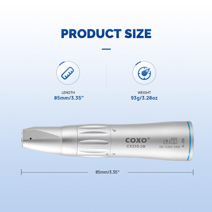 COXO CX235-2B Low-speed Electric Handpiece, 1:1 Inner Channel, Straight Handpiece, Max.40,000rpm. #S-2B - JMU Dental