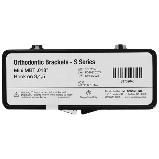 JMU Mini Roth Brackets, Hook on 3,4,5 - S Series (MIM), 20pcs/set - JMU Dental