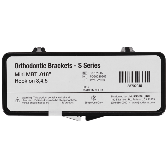 JMU Mini Roth Brackets, Hook on 3,4,5 - S Series (MIM), 20pcs/set - JMU Dental
