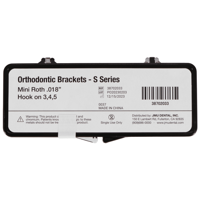 JMU Mini Roth Brackets, Hook on 3,4,5 - S Series (MIM), 20pcs/set - JMU Dental