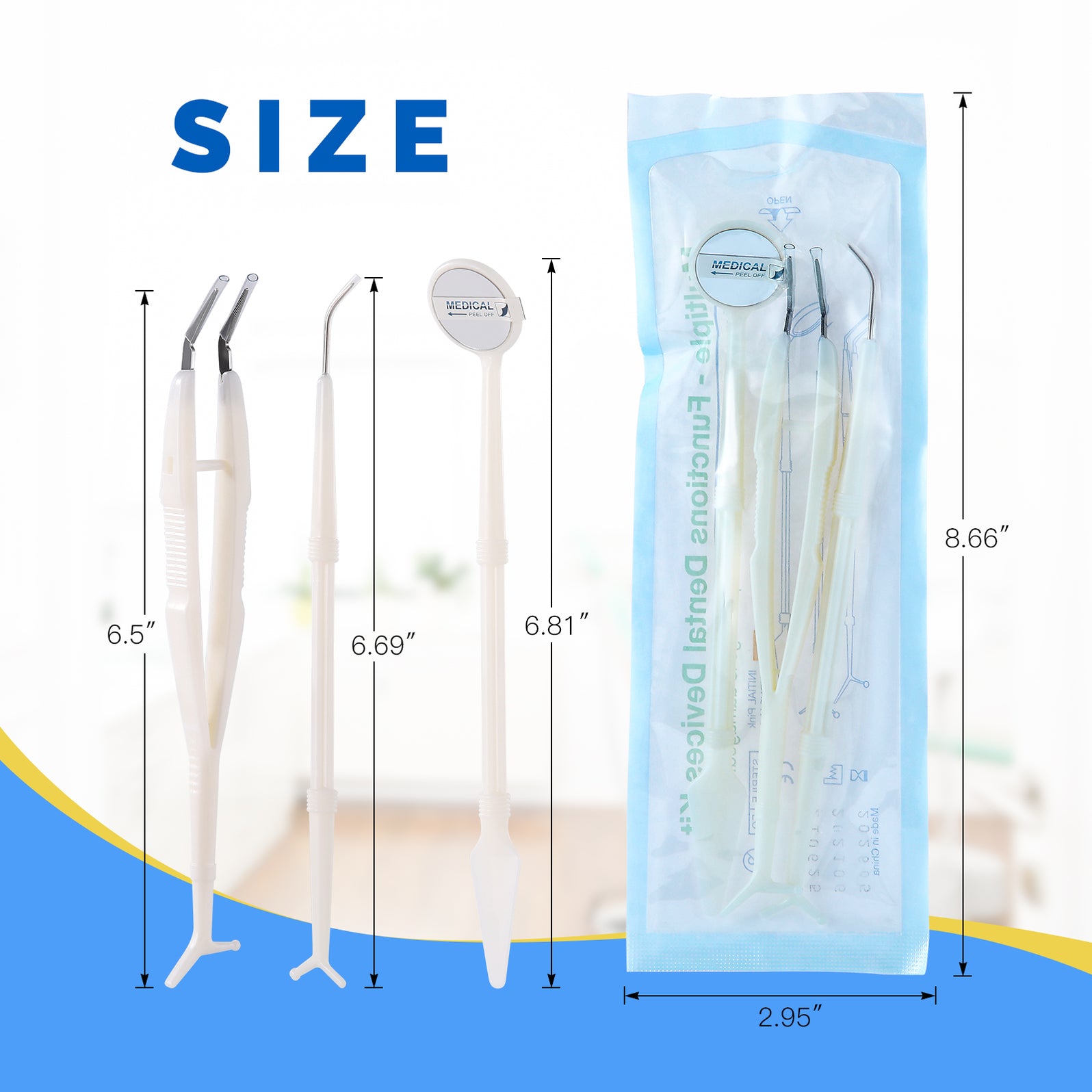JMU Dental Disposable Dental Examination Instrument Kit Dental Mirror