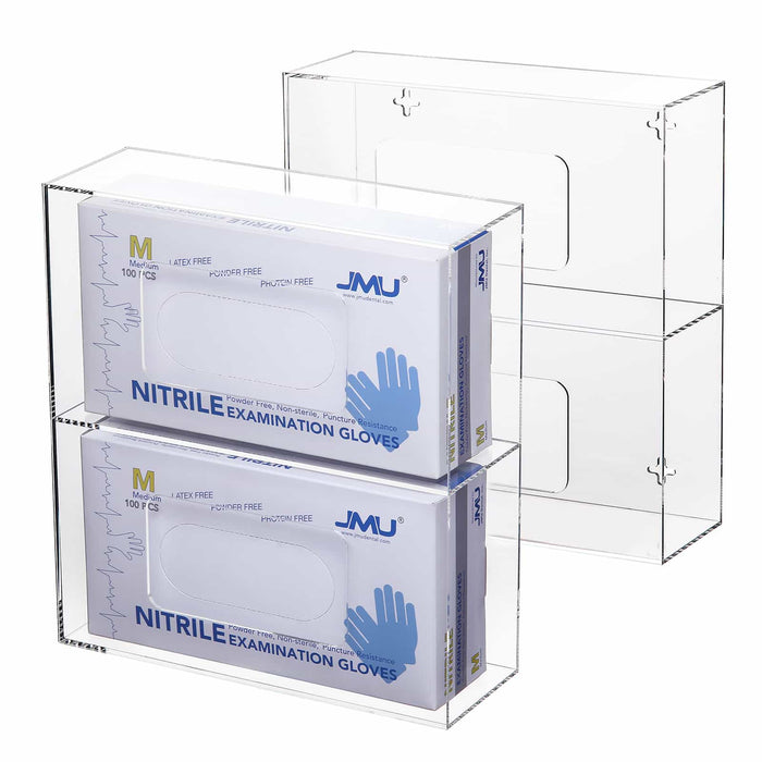 Acrylic glove box dispenser holding two glove boxes - JMU DENTAL INC
