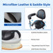 Black stitched microfiber breathable leather dental saddle stool - JMU DENTAL INC