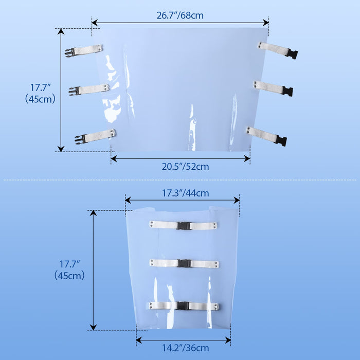 Dimensions of chair foot cover pad showing length, width, and fit for dental chairs - JMU Dental
