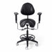 Front view of ergonomic dental saddle stool with armrests - JMU DENTAL INC