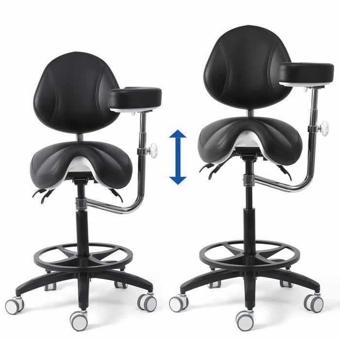 Dental saddle stool height adjustment with 180mm gas lift - JMU DENTAL INC