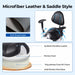 Dental saddle stool with stitched breathable microfiber leather seat - JMU DENTAL INC
