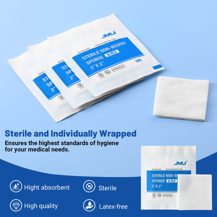 JMU Sterile Nonwoven Sponge 8-Ply 100/box