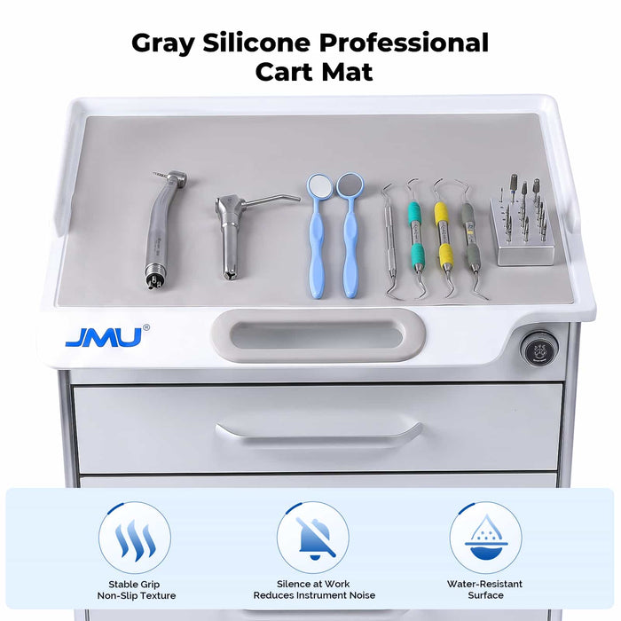 Gray silicone cart mat for dental mobile cabinet cart - JMU DENTAL INC