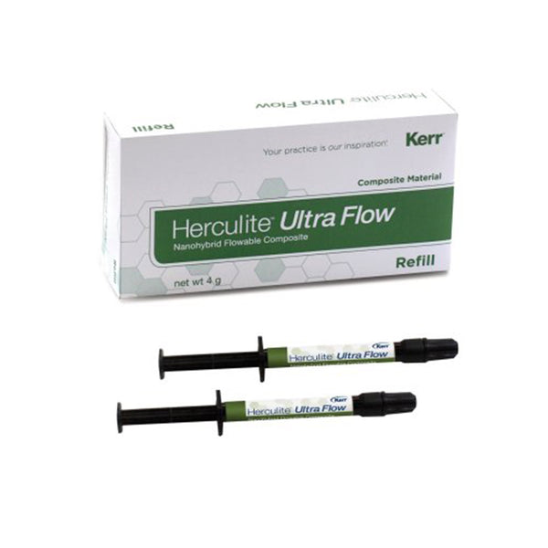Kerr Herculite Ultra Flow Refill Kit, 2x2g Syringe, 20 Dispensing Tips