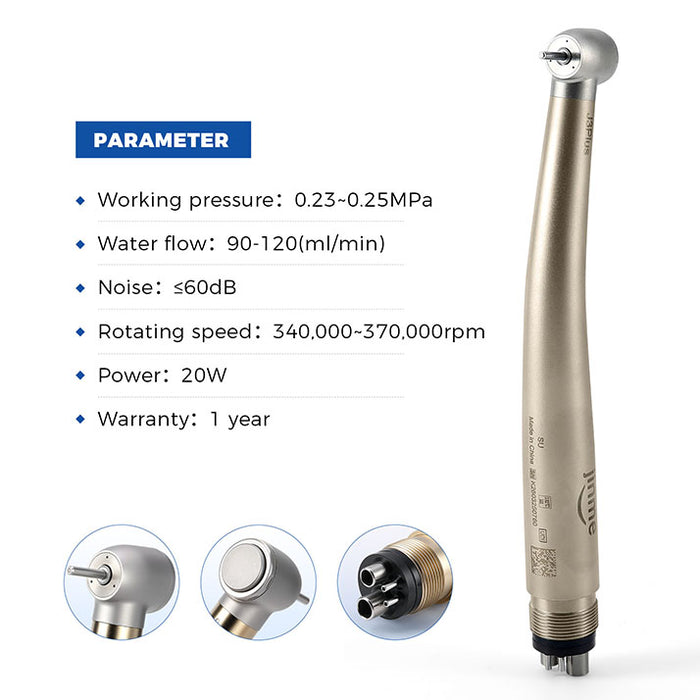 Jinme J3 Plus High Speed Turbine Handpiece Anti-retraction 4-Hole Push Button