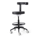 Black JMU Dental assistant stool super fiber leather main view - JMU Dental