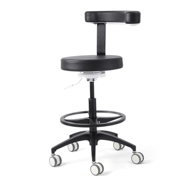 Black JMU Dental assistant stool super fiber leather main view - JMU Dental