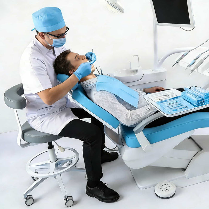 Dental assistant stool in dental clinic use ergonomic seating - JMU Dental