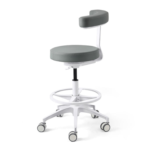 Gray JMU Dental assistant stool super fiber leather main view - JMU Dental