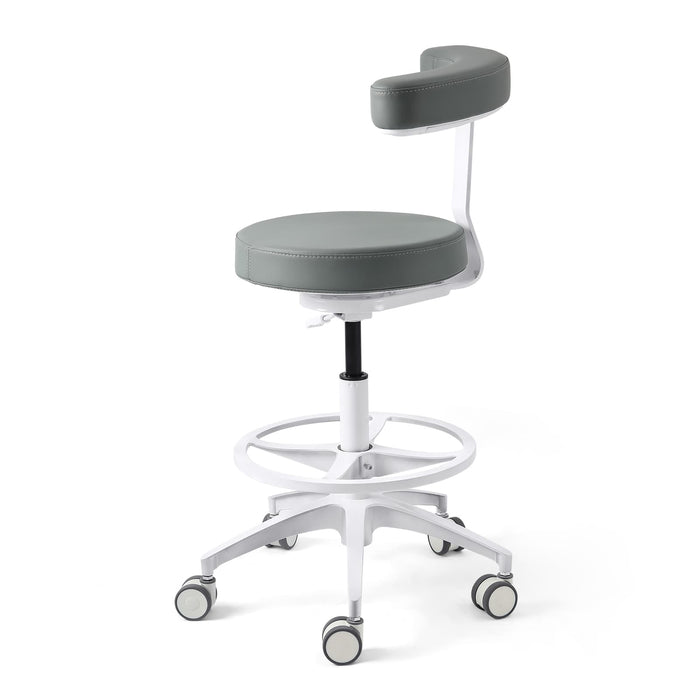 Gray JMU Dental assistant stool super fiber leather main view - JMU Dental