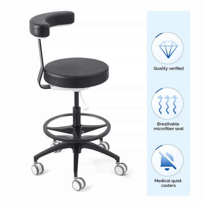 Dental assistant stool super fiber leather features - JMU Dental