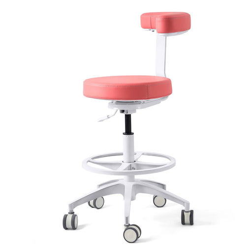 Pink JMU Dental assistant stool super fiber leather main view - JMU Dental