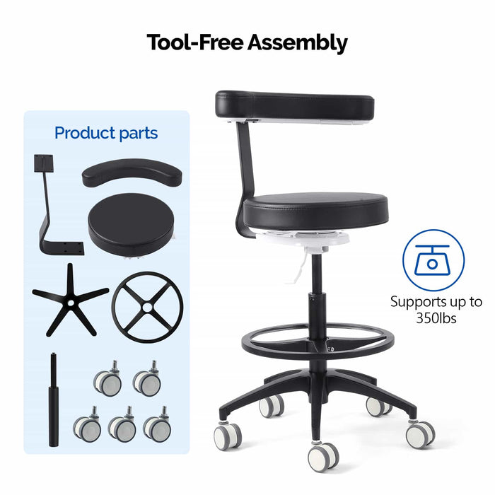 Dental assistant stool super fiber leather parts - JMU Dental