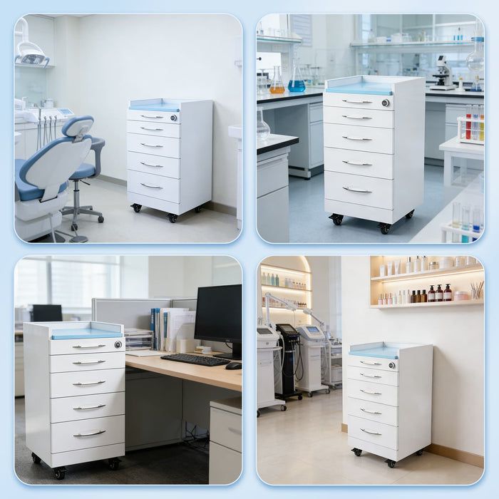 JMU Denal Full Stainless Steel Four-Drawer Cabinet with Combination Lock & Silent Casters - JMU DENTAL INC