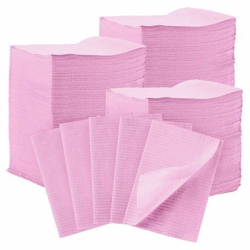 JMU Disposable Dental Paper Bibs 4-Ply 13"x18" 500Pcs Pink - JMU DENTAL INC
