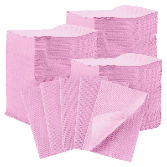 JMU Disposable Dental Paper Bibs 4-Ply 13"x18" 500Pcs Pink - JMU DENTAL INC