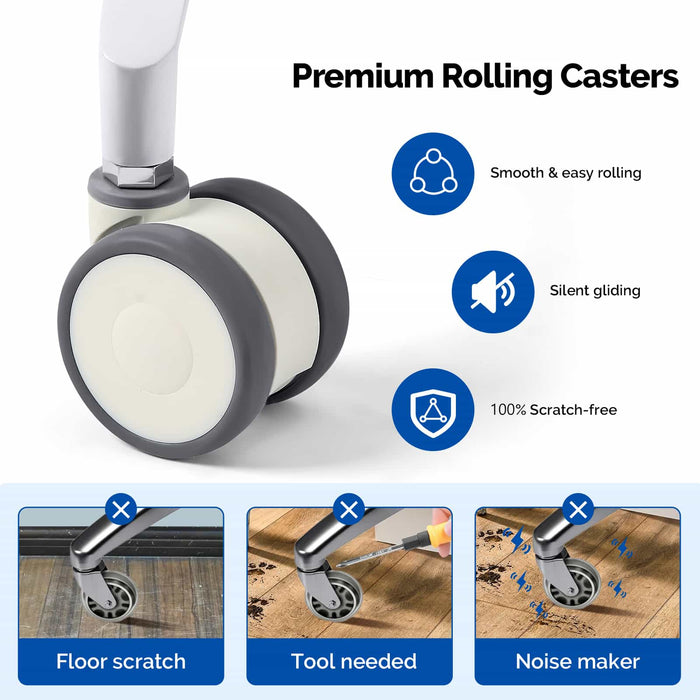 Ergonomic operator stool smooth rolling wheels detail - JMU Dental