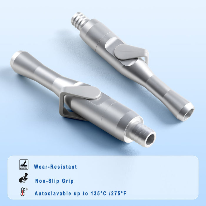 JMU Dental HVE Valve features autoclavable aluminum body, metal lever, and reliable suction control - JMU Dental