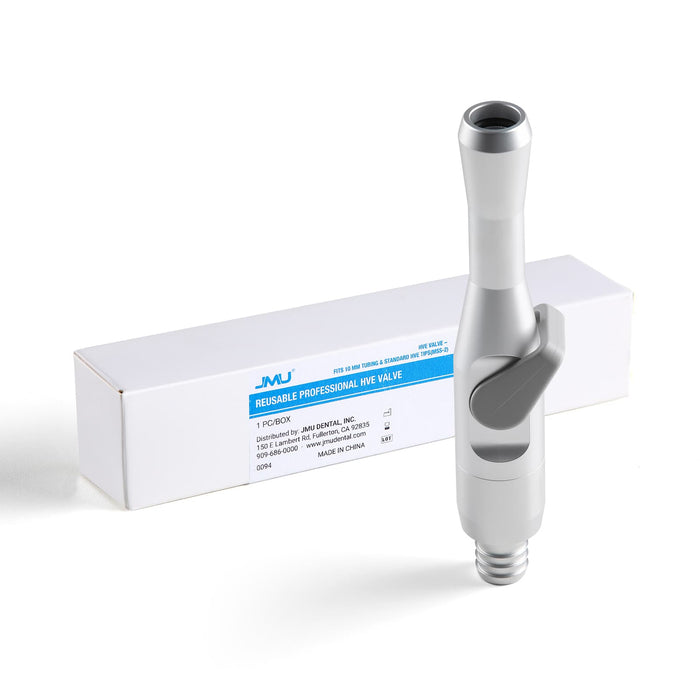 HVE Valve with retail packaging box, autoclavable aluminum handle design - JMU Dental