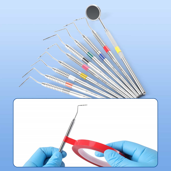 Identification tape applied to dental instrument handles for color coding - JMU Dental