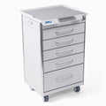 JMU Dental Mobile Cabinet Cart 5-Tier Drawers Lock Cart White - JMU DENTAL INC