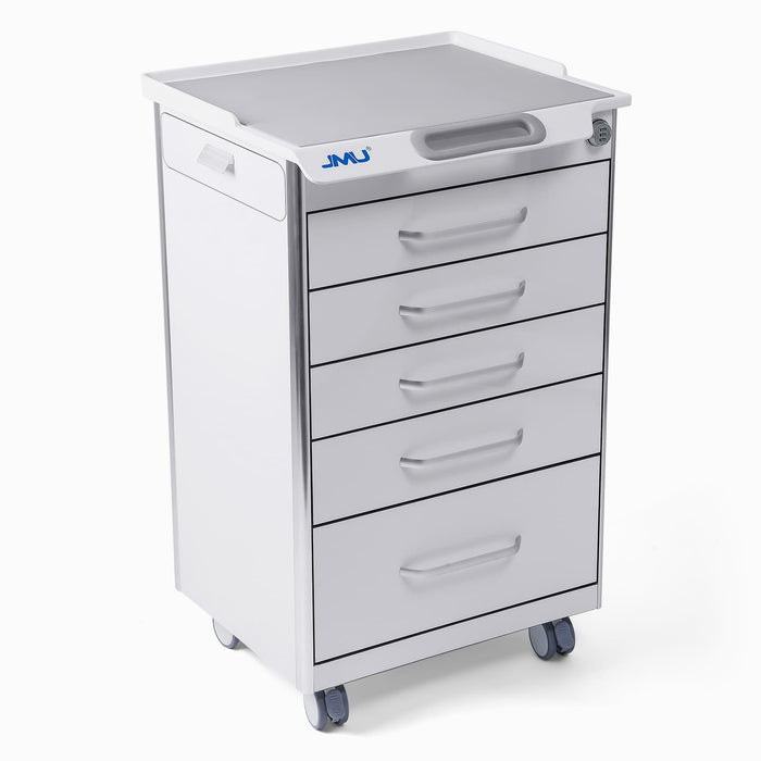 JMU Dental Mobile Cabinet Cart 5-Tier Drawers Lock Cart White - JMU DENTAL INC