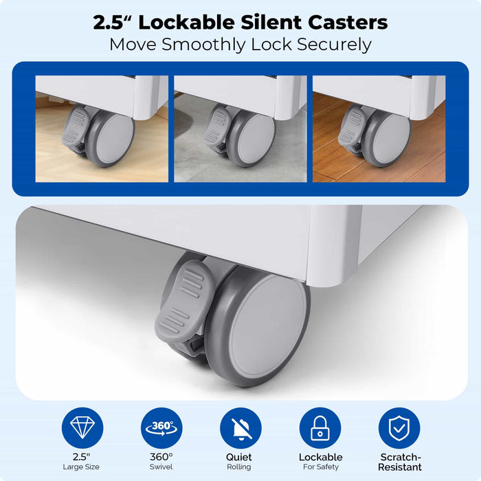 Silent silicone casters with brakes on JMU Dental mobile cabinet cart