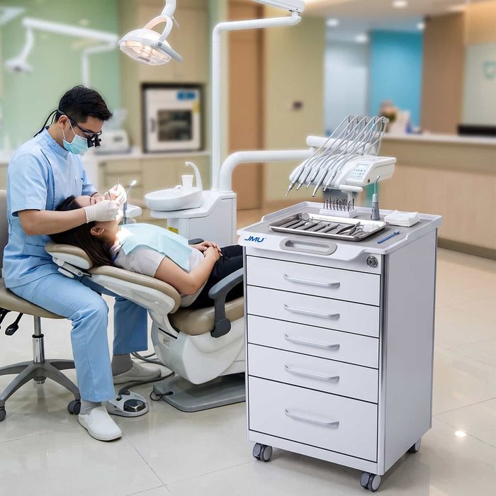 JMU Dental mobile cabinet cart for organizing instruments in a dental office