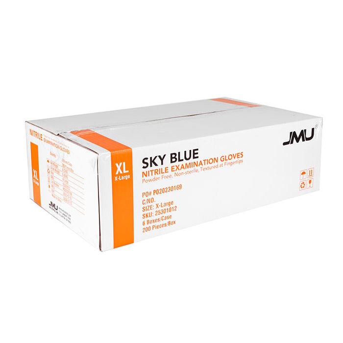 JMU Dental Nitrile Exam Gloves Powder Free Sky Blue XL 1200pcs/Case