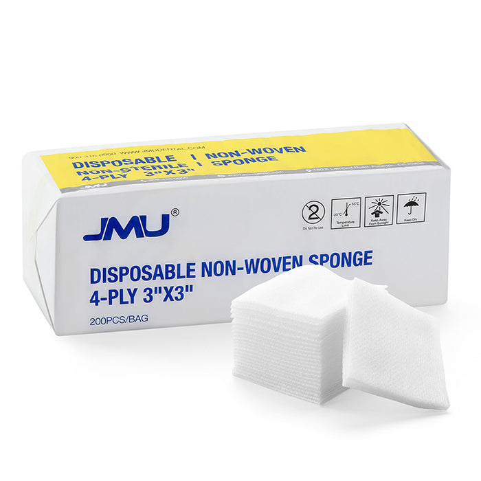 JMU Dental Gauze Pads Non-Woven Sponge 4-Ply Non-Sterile 200pcs/bag