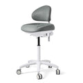 Gray JMU Dental ergonomic operator stool premium microfiber leather main view - JMU Dental