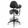 Dental saddle stool with backrest and swing armrest - JMU DENTAL INC