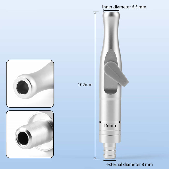 Saliva ejector valve dimensions showing tubing and tip compatibility specifications - JMU DENTAL INC