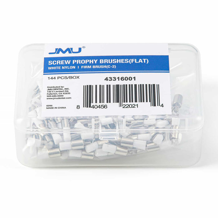JMU Dental Screw Prophy Brushes package containing 144 pieces per box - JMU Dental