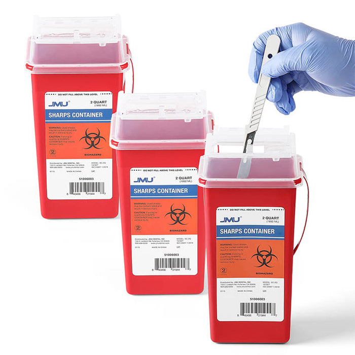 JMU Dental Sharps Container 2 Quart Translucent Red with Sliding Lid 1/Pk