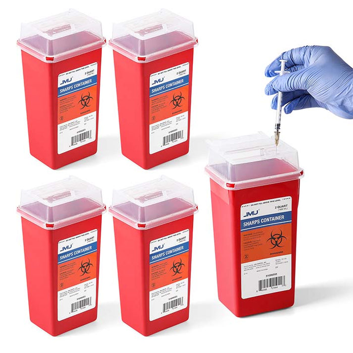 JMU Dental Sharps Container 2 Quart Translucent Red with Sliding Lid 1/Pk