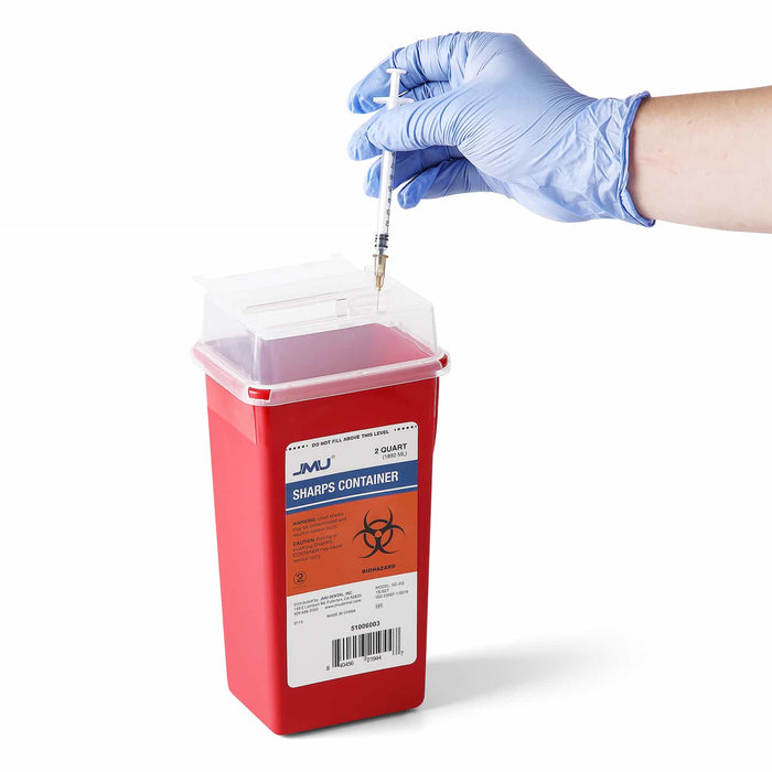 Sharps Container 2 Quart Translucent Red with Sliding Lid - JMU Dental