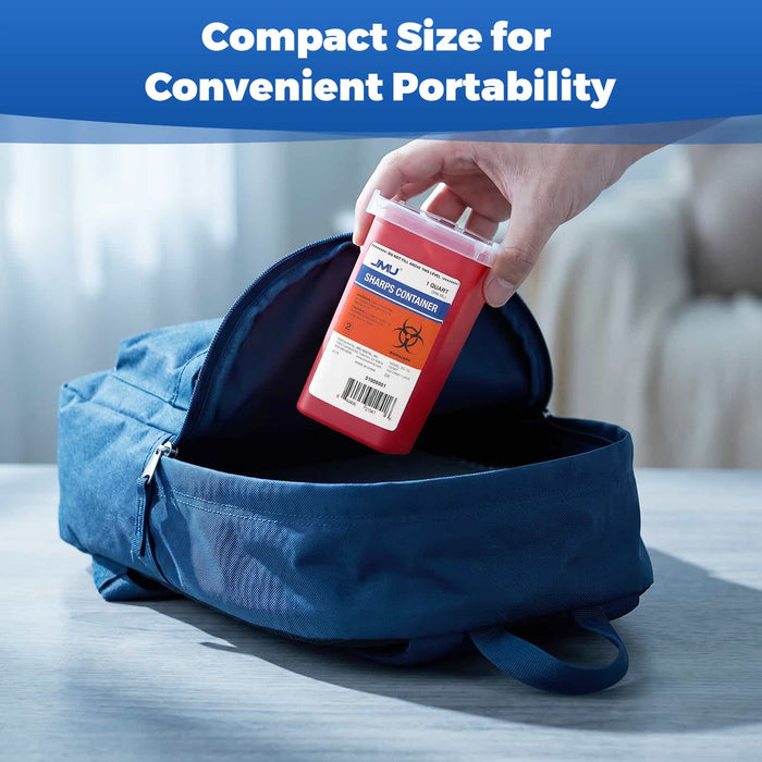 Sharps Container 1 Quart with Clear Dual Lid and Red Base - JMU Dental