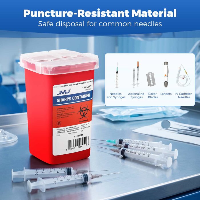 1 Quart Puncture-Resistant Sharps Container for Safe Needle Disposal - JMU Dental